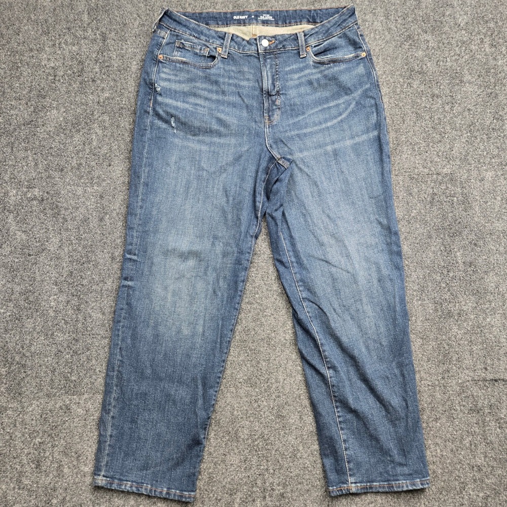Old Navy OG Loose High Rise Jeans Womens 16 Medium Wash Straight Leg Denim 6073